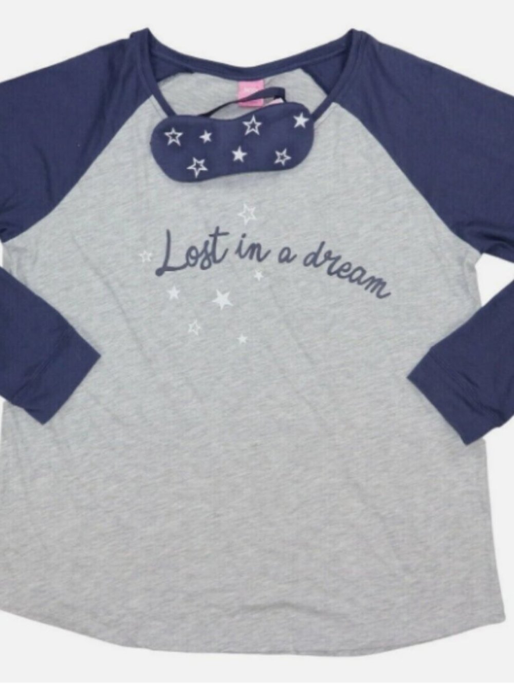 Jenni Jennifer Moore Lost in a Dream Pajama Top & Eyemask Set, Grey/Navy, XXL
